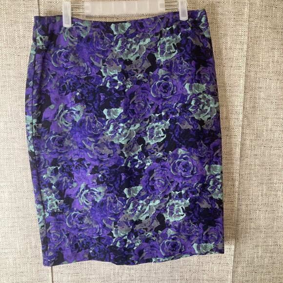 Talbots Skirt Womens Size 8 Purple Straight Pencil Floral Lined Zip Back NWT - Picture 6 of 6